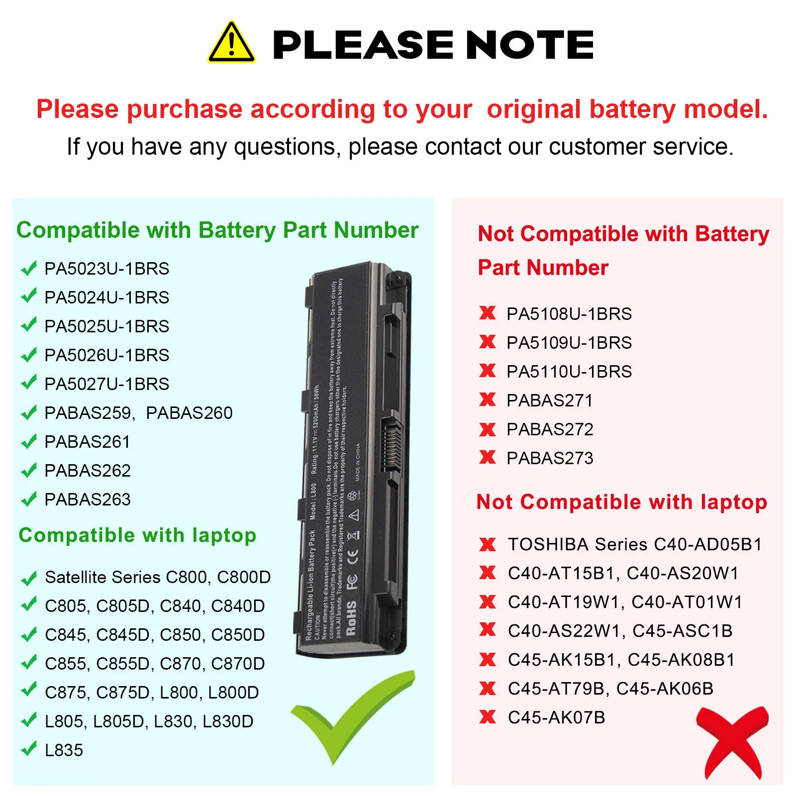 Pa5024u-1BRS Laptop Battery For Toshiba Satellite Pa5026u-1BRS Pa5025u-1BR Fast