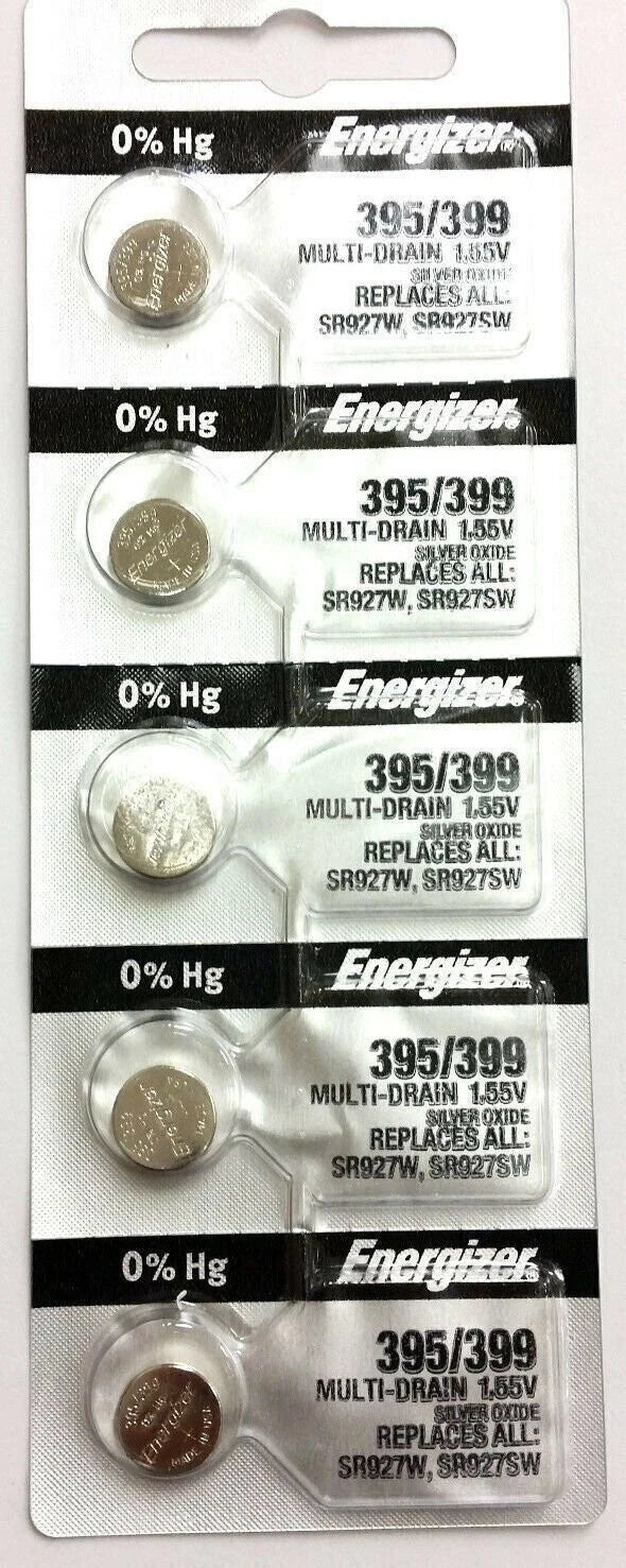Energizer 395 399 (SR927SW) Silver Oxide Watch Battery (1 pack of 5)