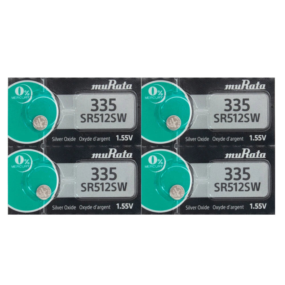 4PC SR512SW (335) GENUINE MURATA SILVER OXIDE BATTERY - MADE IN JAPAN