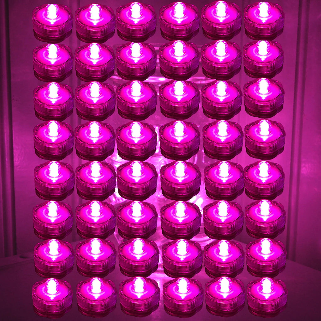 48 Pack PINK Submersible Waterproof Underwater Battery LED Tea Light~Wedding