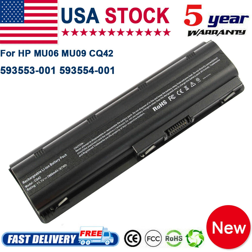 CQ42 MU06 Battery for HP G62 CQ56 dv7 dv6 dv5 g6 g7 dm4 593554-001 593553-001 PC