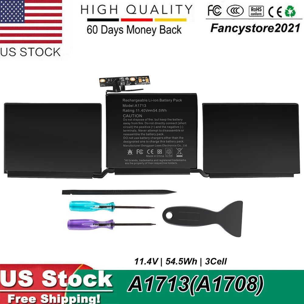 A1713 Battery for MacBook Pro 13 A1708 Late 2016 Mid 2017 A2159 2019 A2289 2020