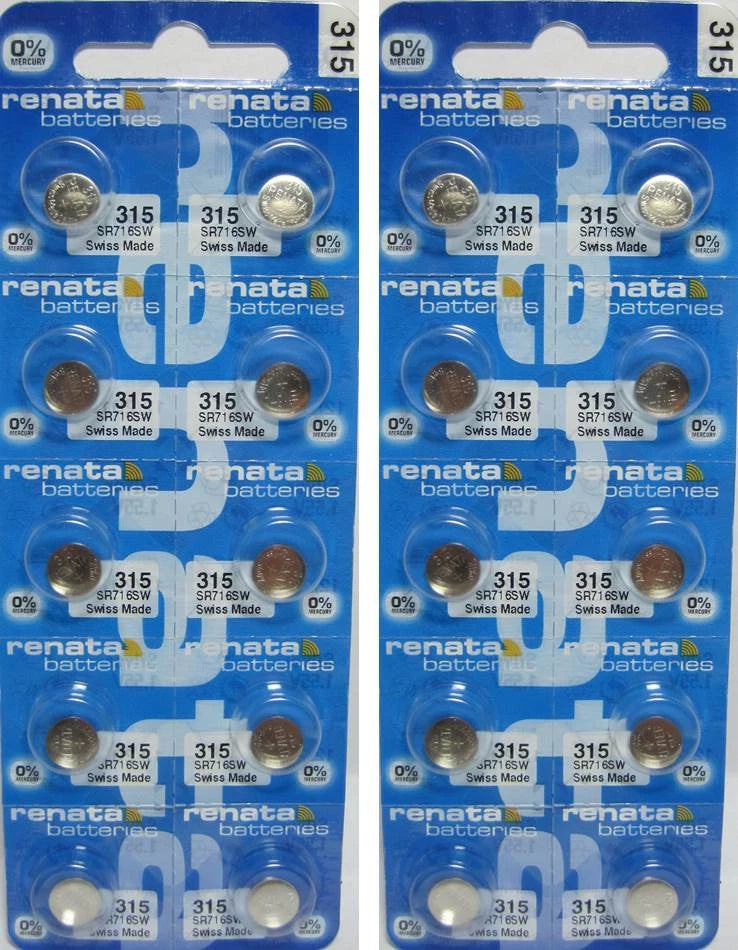 20 NEW RENATA 315 SR716SW WATCH BATTERIES