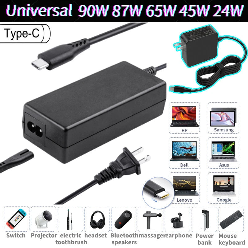 65W USB-C Power Adapter Charger Type-C For Apple Macbook Air Pro Laptop US Plug