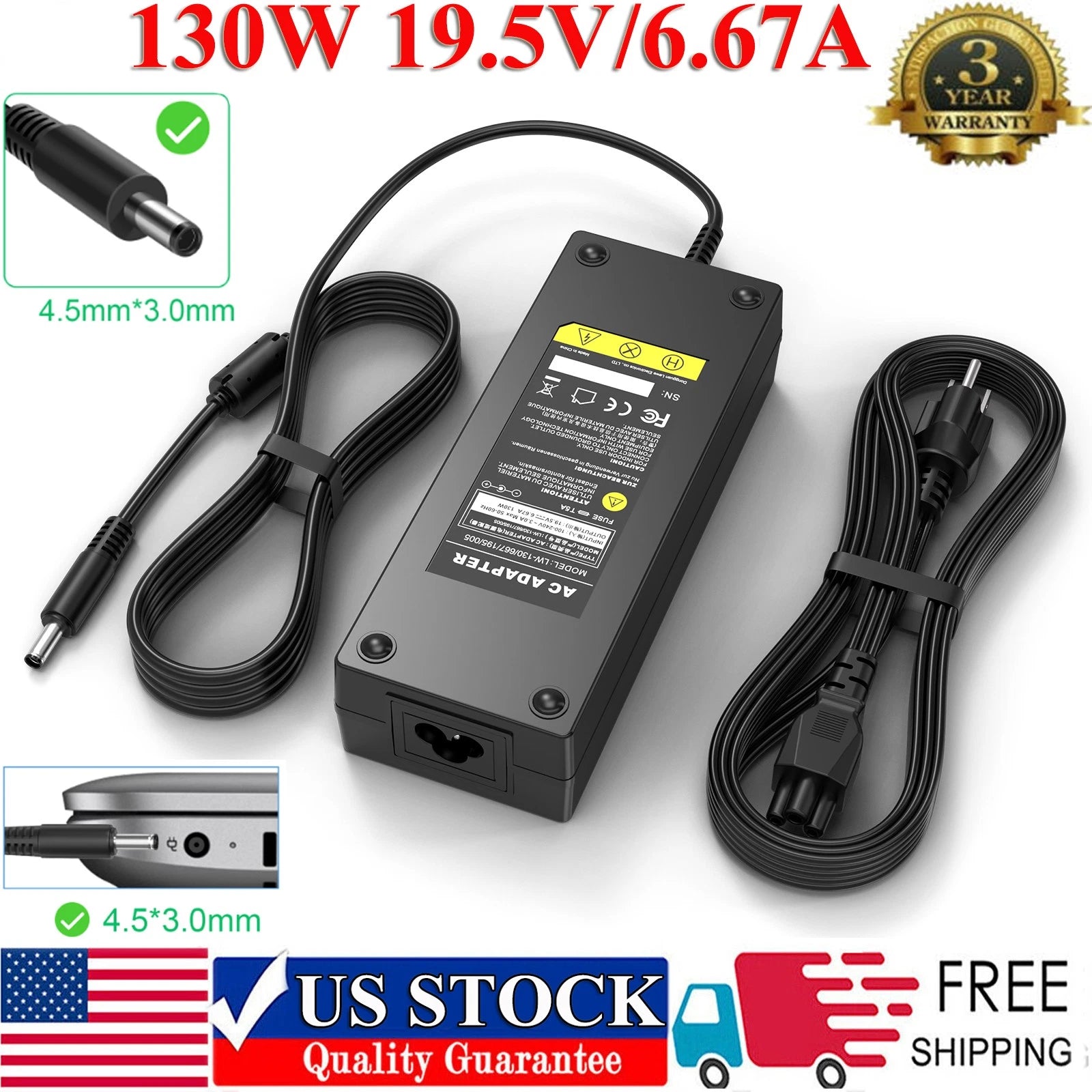 130W AC Adapter Power Charger For Dell XPS 15 9530 9550 9560 9570 7590 06TTY6