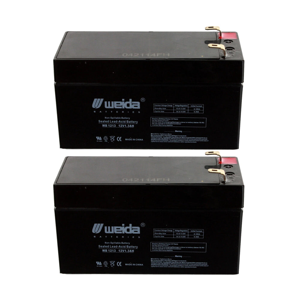 NEW 2pc 12V 1.3Ah SLA Battery WB1213 For WKA12-1.3F, UB1213, D5738