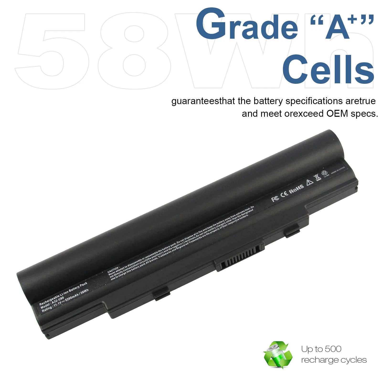 A31-U80 Battery for Asus U20A U50F U80E U81 U89V A31-U20 A32-U20 A32-U50 A33-U50