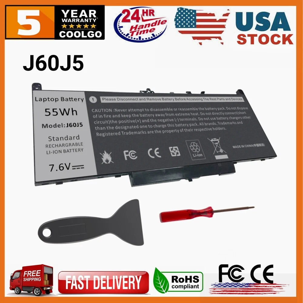 ?J60J5 Battery/Charger For Dell Latitude E7270 E7470 MC34Y 451-BBSY 451-BBSX