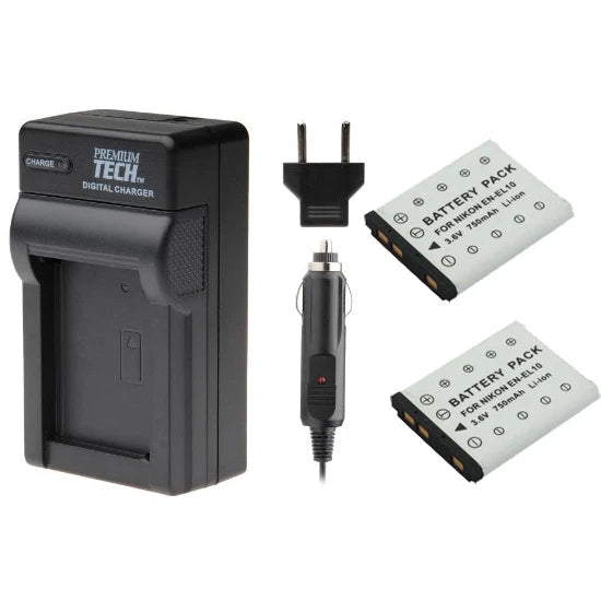 2 x ENEL10 EN-EL10 Batteries + Charger for Nikon S510 S610 S80 S570 S5100 S210