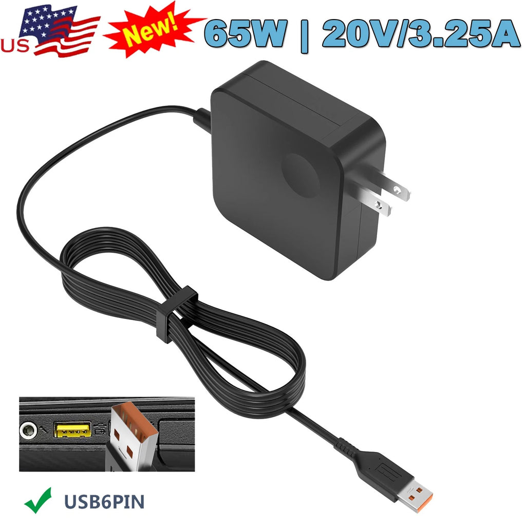 USB 65W Power Supply Adapter Charger Cord for Lenovo Ideapad Yoga 3 Pro 700s