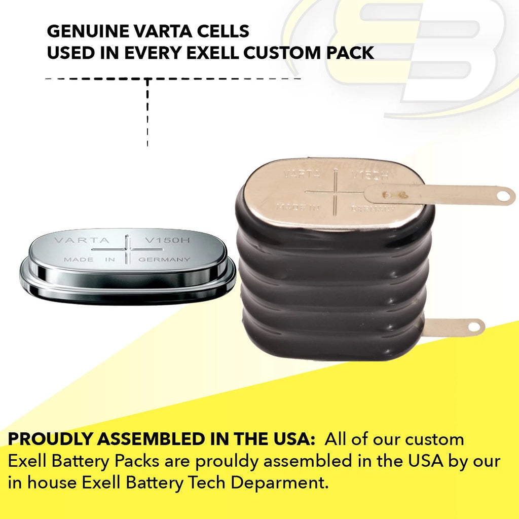 Exell 5/V150H 6V 150mAh NiMH Button Cell Battery with Tabs