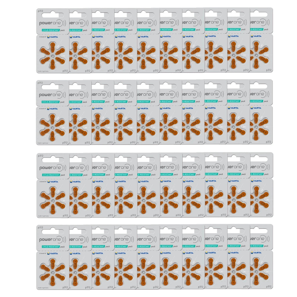 Power One Size 312 Mercury-Free Hearing Aid Battery (240 Pack)