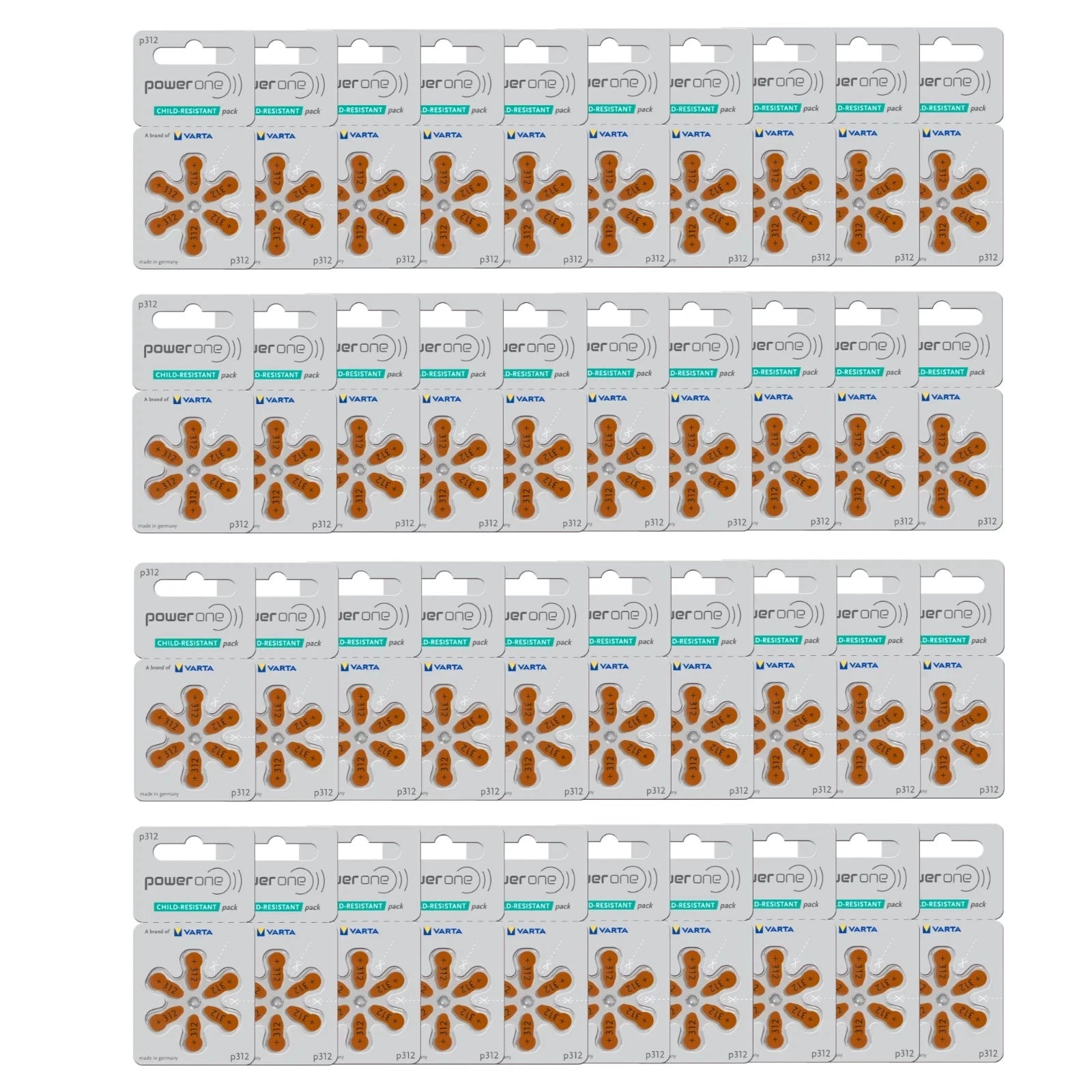 Power One Size 312 Mercury-Free Hearing Aid Battery (240 Pack)