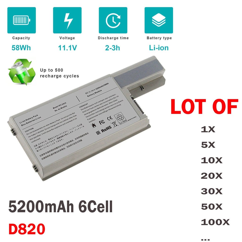 ??LOT Battery For Dell Latitude D820 D830 D531 M4300 M65 312-0393 CF623 5200mAh