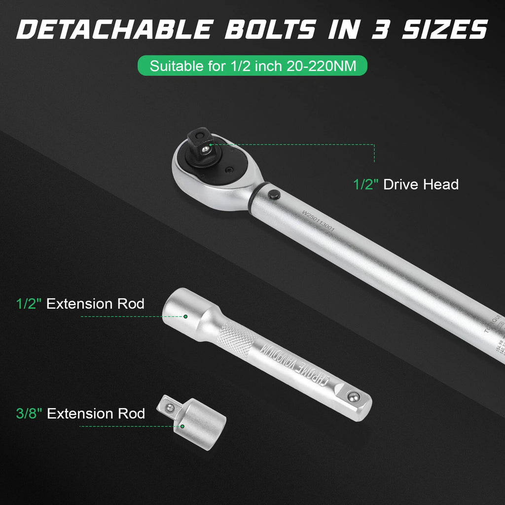 ?Upgraded Torque Wrench 1/2 inch Drive 14.8-162ft.lb/20-220n.m Torque Wrench Set