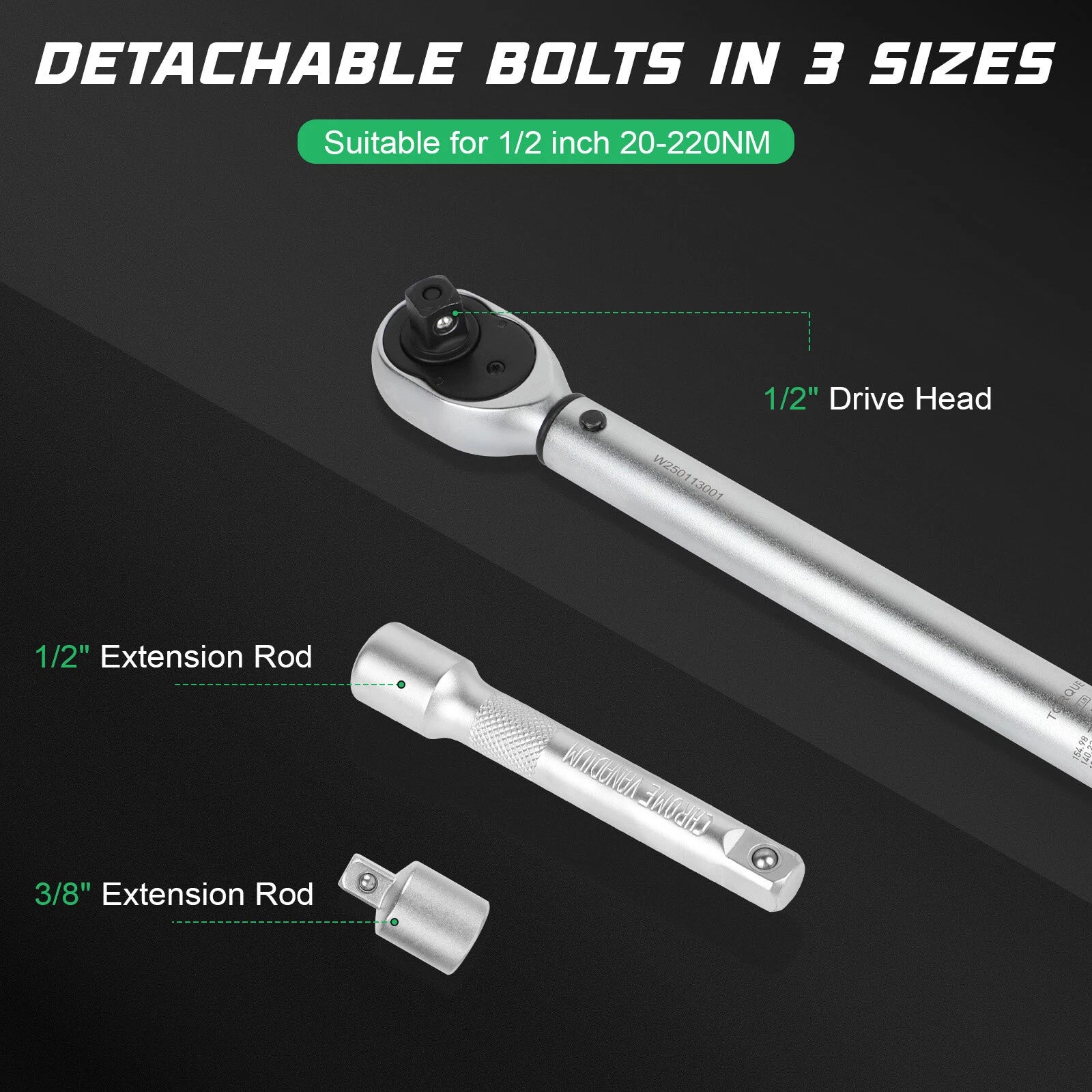 ?Upgraded Torque Wrench 1/2 inch Drive 14.8-162ft.lb/20-220n.m Torque Wrench Set