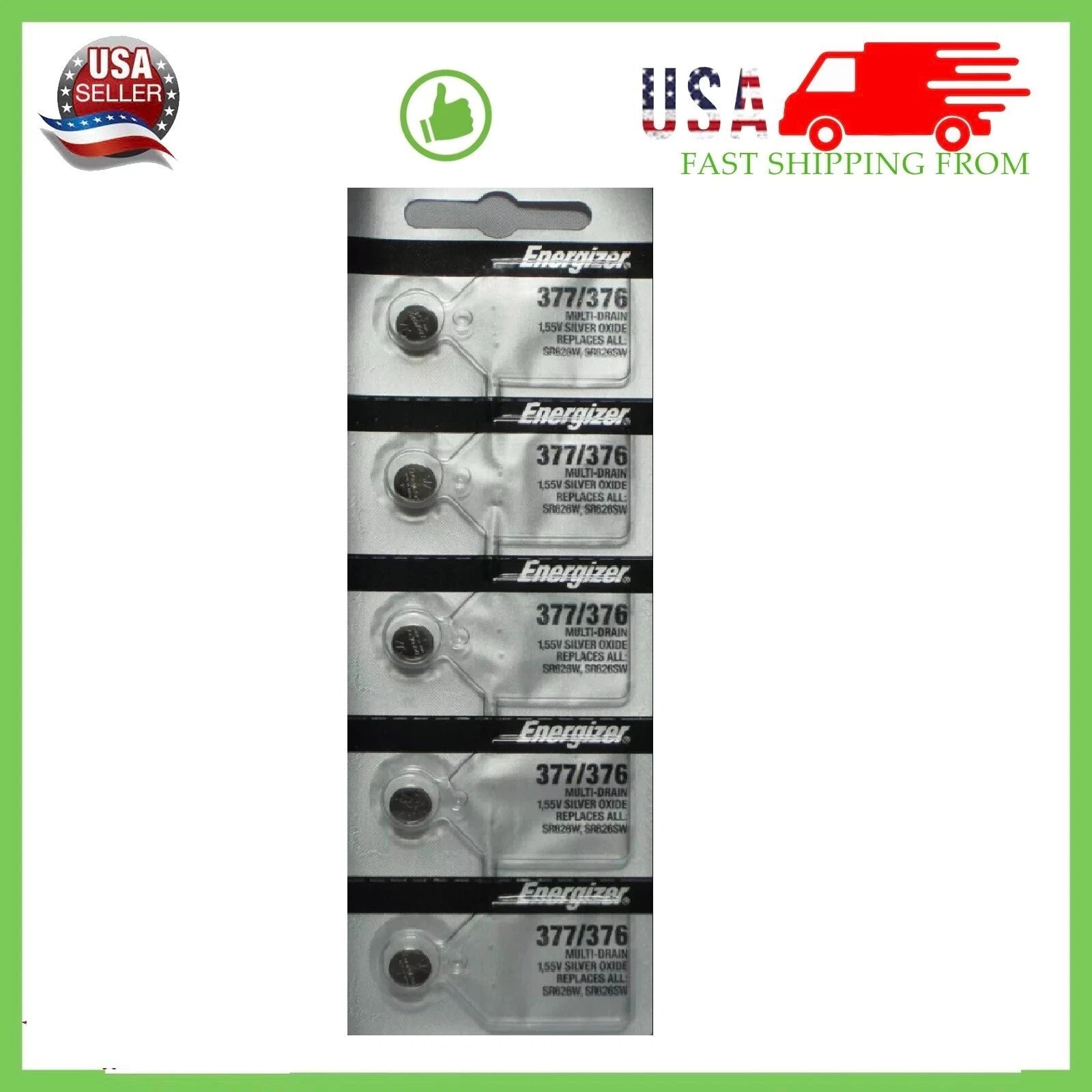 5 x FRESH Energizer 377 376 WATCH BATTERY SR626SW SR626W Silver Oxide Battery