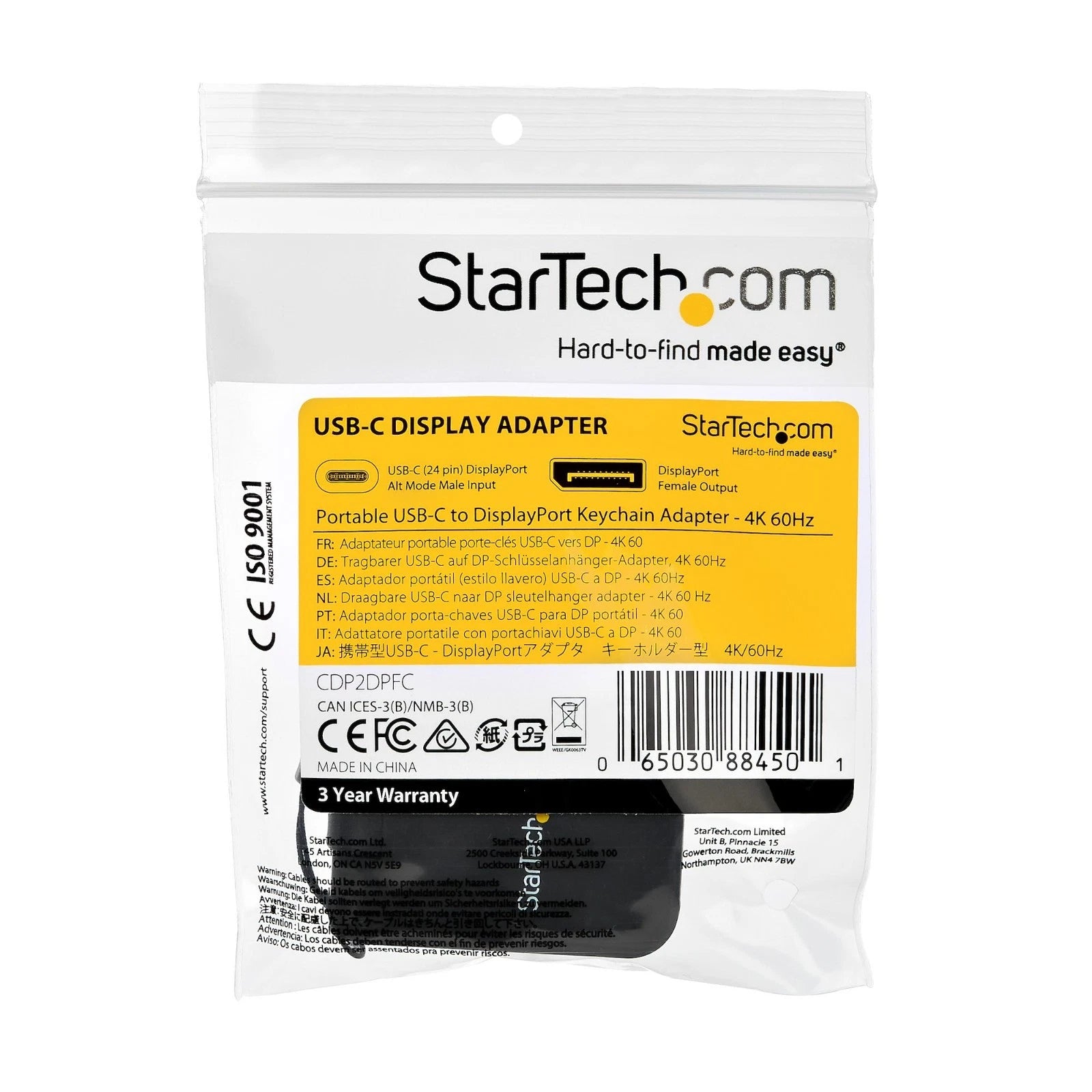 NEW Startech Portable USB-C to DisplayPort Key Adapter 4K CDP2DPFC