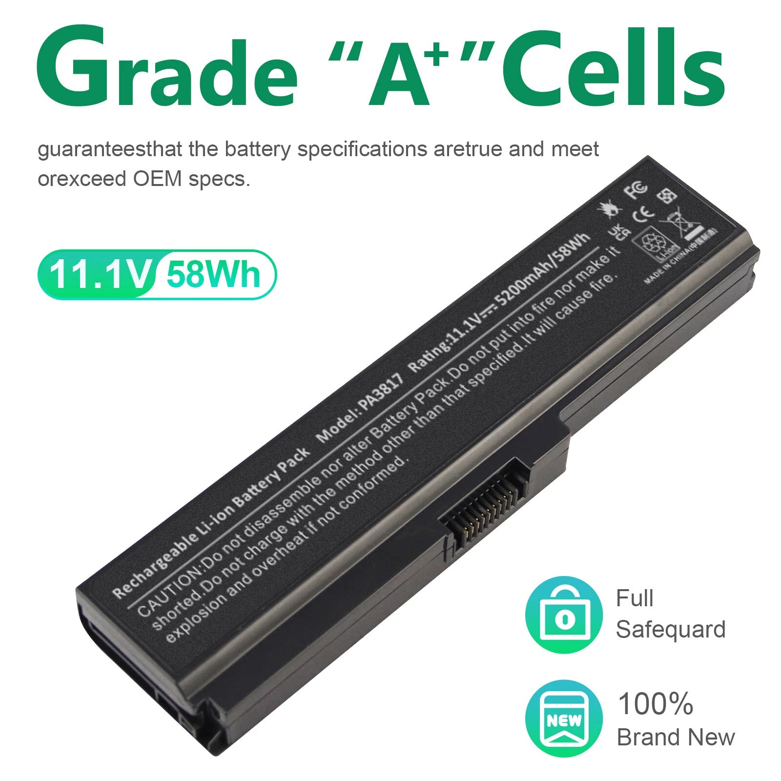 PA3819U-1BRS Battery For Toshiba Satellite L645 L745 L750 PA3817U-1BRS 5200mAh E