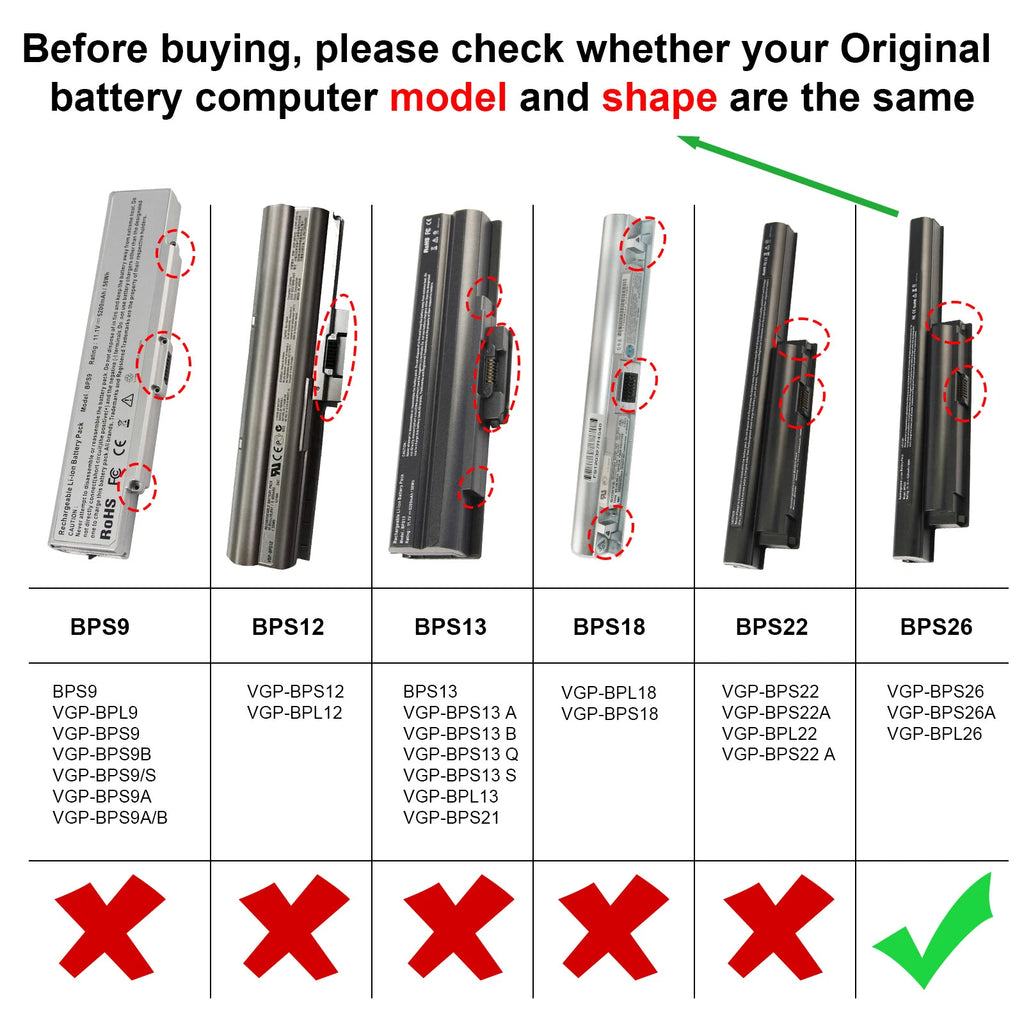 BPS26 Battery for Sony VAIO VGP-BPS26 VGP-BPS26A VGP-BPL26 VPC-EH VPC-CA COOL