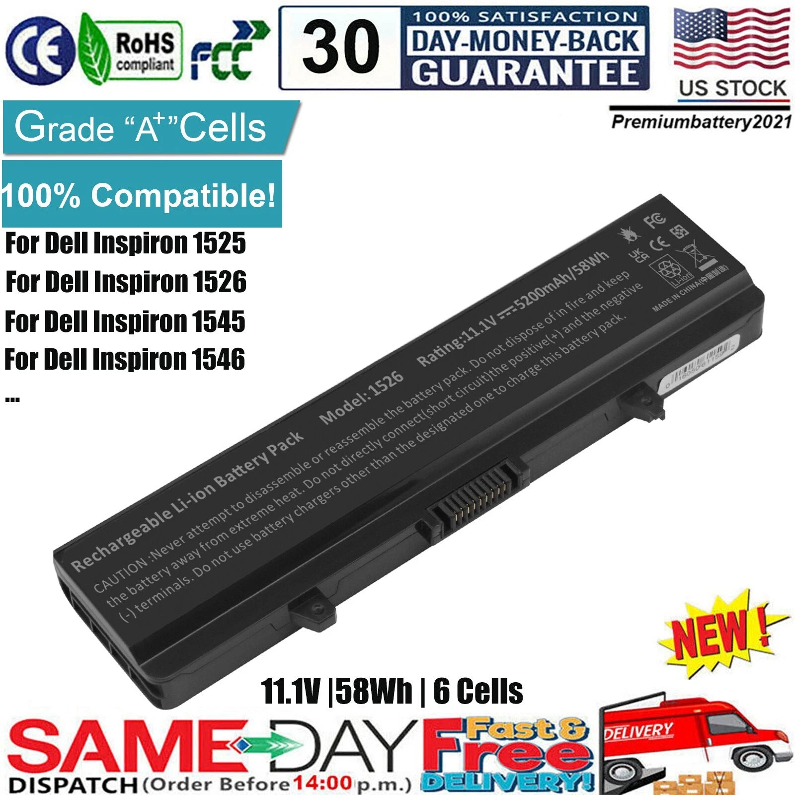 ?LOT Battery for Dell Inspiron 1525 1526 1440 1545 1546 1750 GW240 X284G K450N