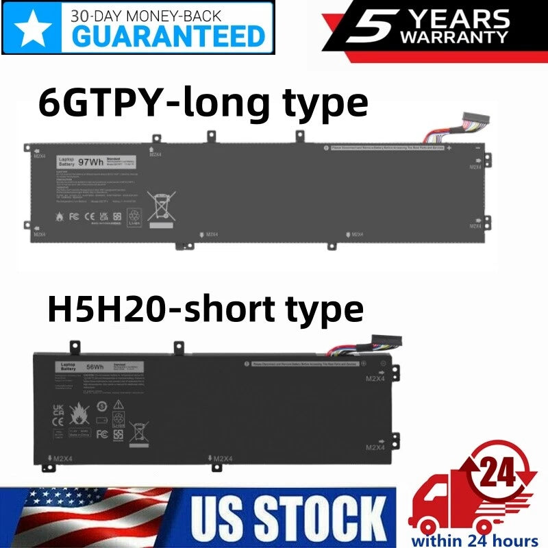 6GTPY H5H20 Battery for Dell XPS 15 9570 9560 9550 7590 Precsion 5530 5520 5510