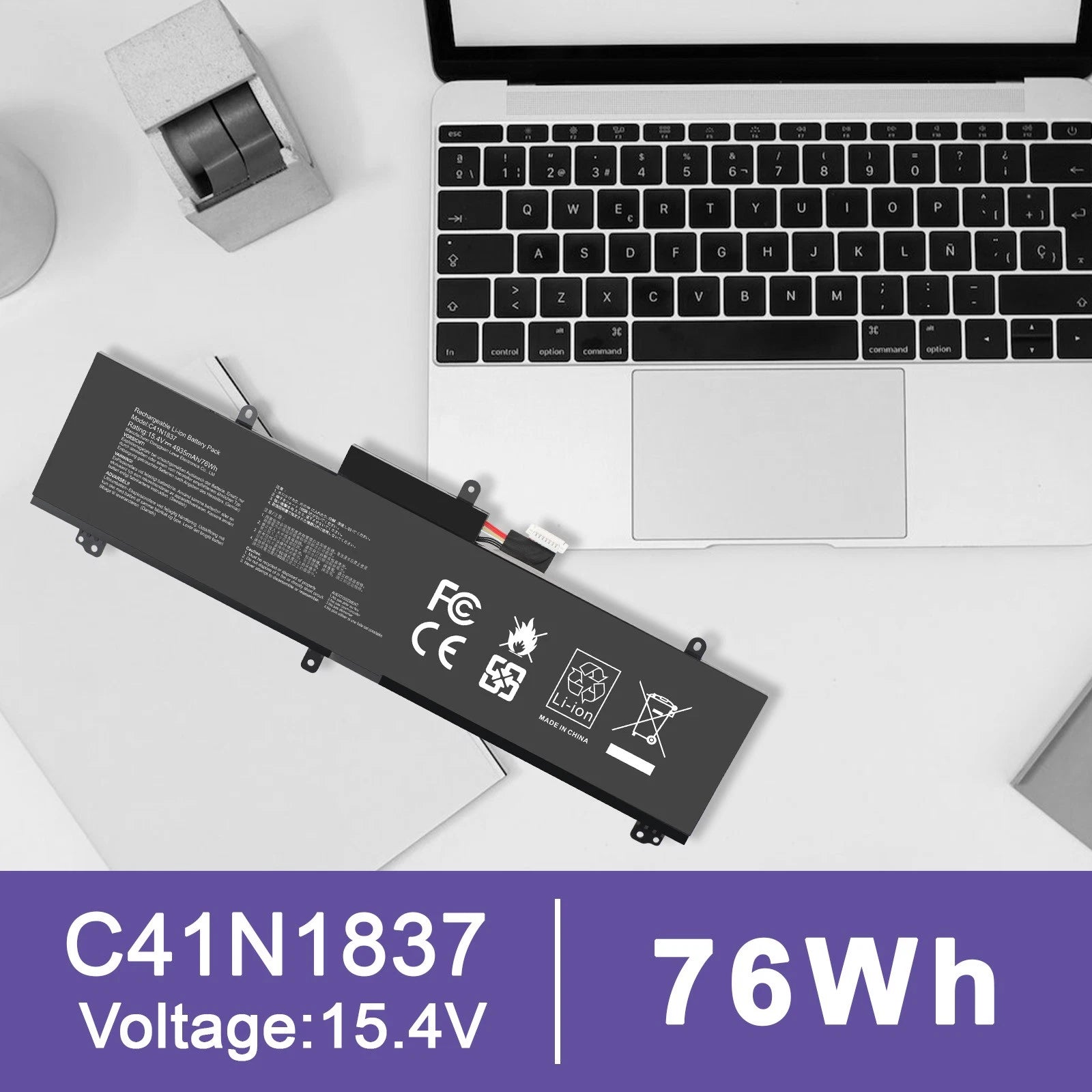 C41N1837 Battery For ASUS ROG Zephyrus G15 GA502 M15 GU502G S15 GX502 76Wh
