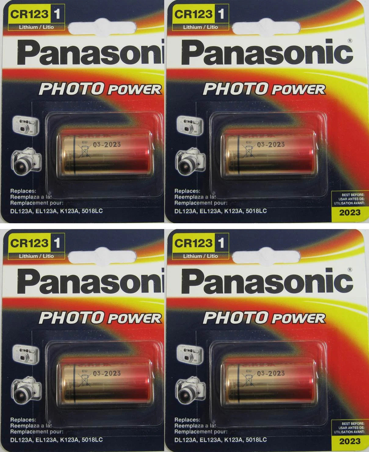 4 Pcs Panasonic Photo Power CR123 CR123A 123 Lithium 3V Batteries