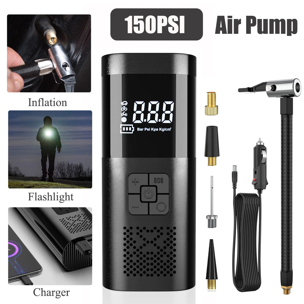 150PSI Air Pump Cordless Air Electric Tire Inflator Car Auto Bike Rechargeable