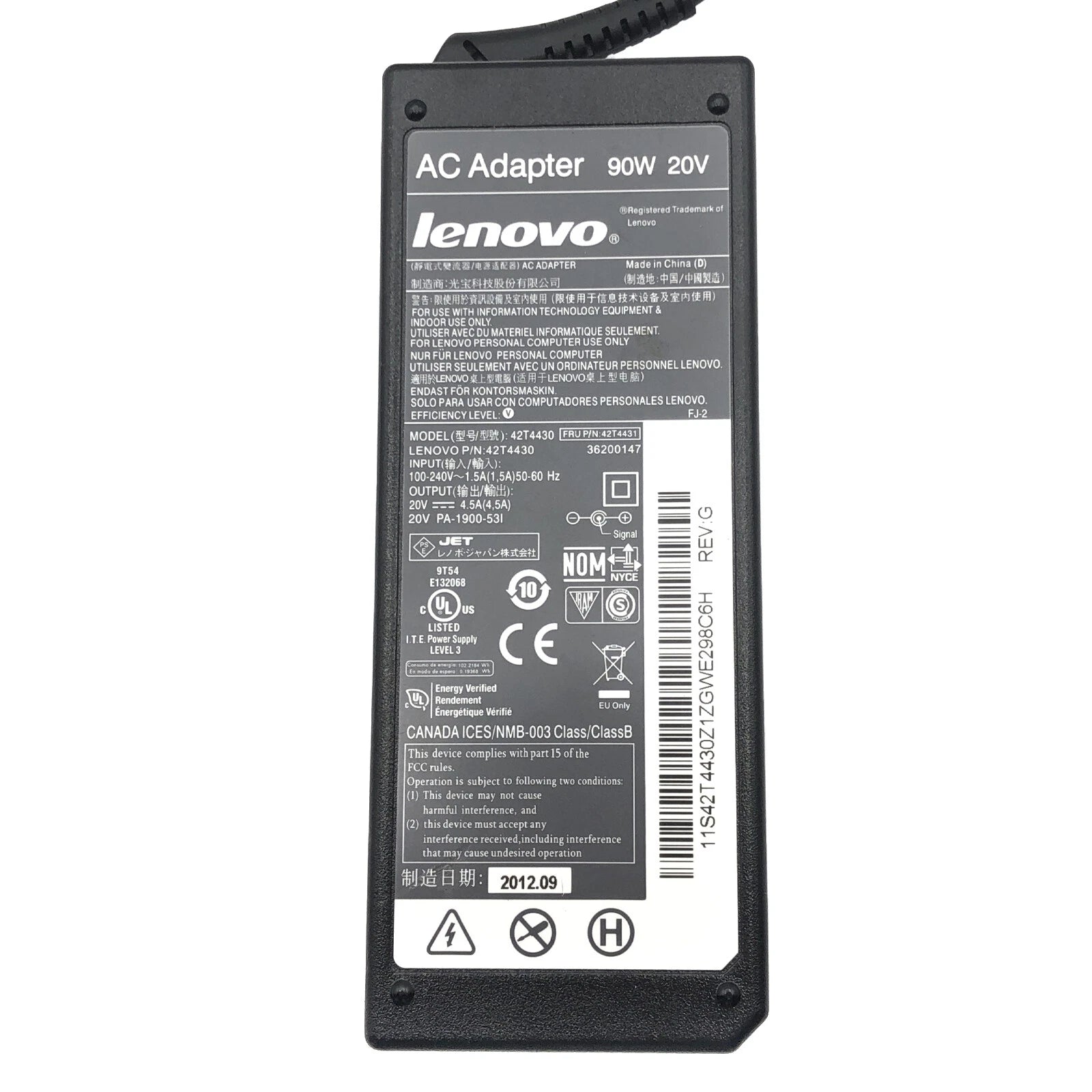 Genuine Lenovo IBM 90W AC Power Supply Adapter 42T4430 42T5283 20V 4.5A Charger