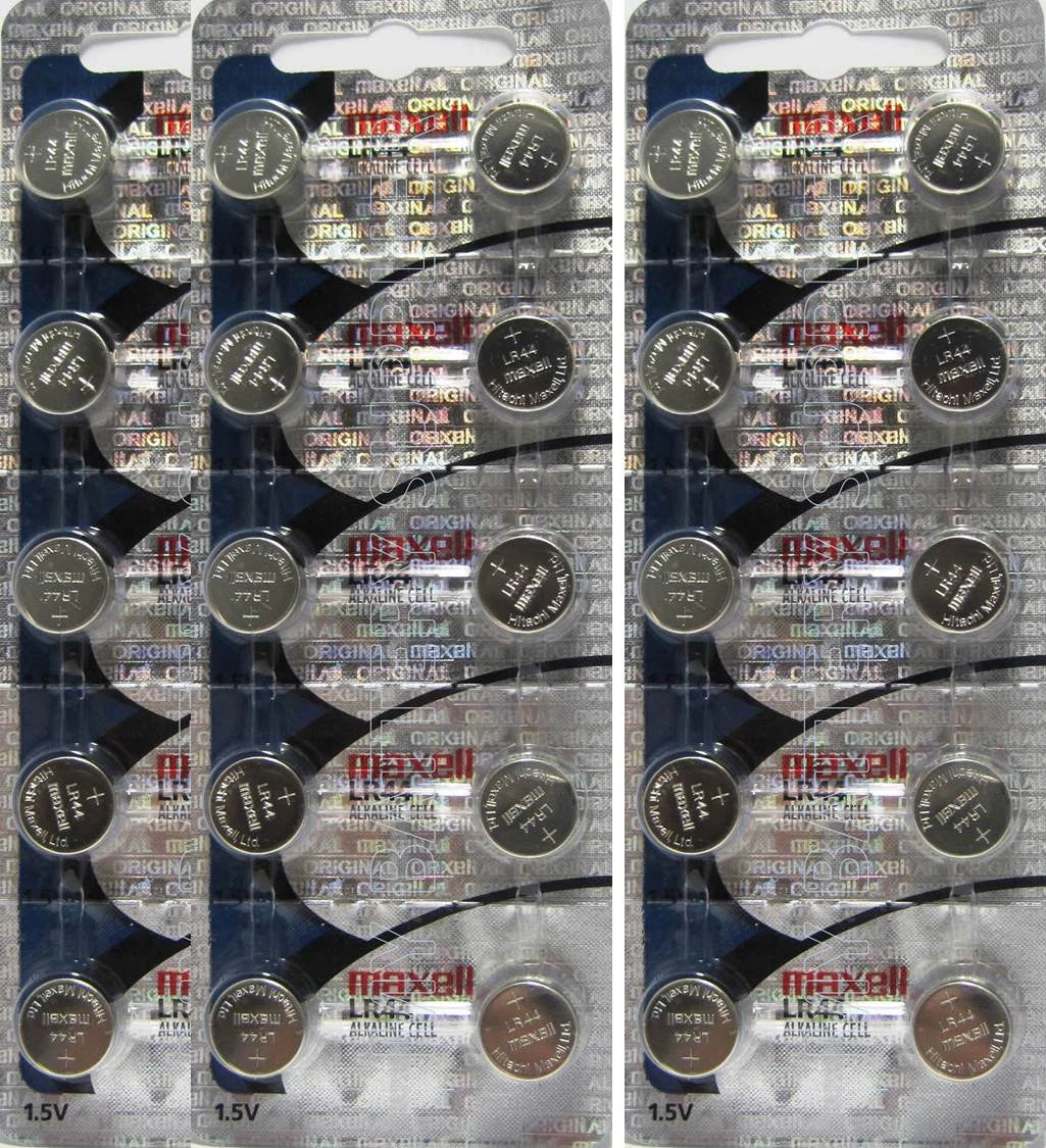 25 Maxell LR44 (PX76A A76 AG13) Alkaline Watch Batteries