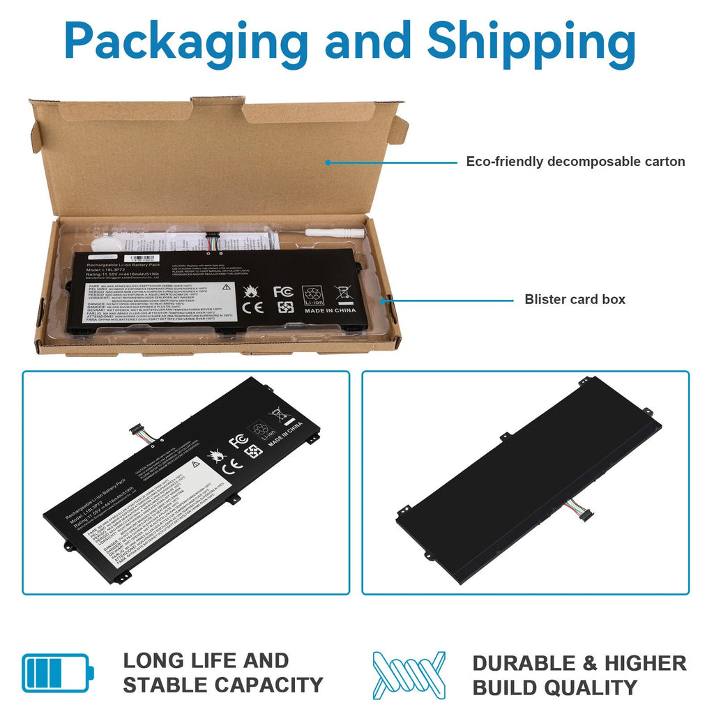 L18L3P72 Battery For Lenovo ThinkPad X13 Yoga 1st Gen X390 Yoga L18M3P72 51Wh
