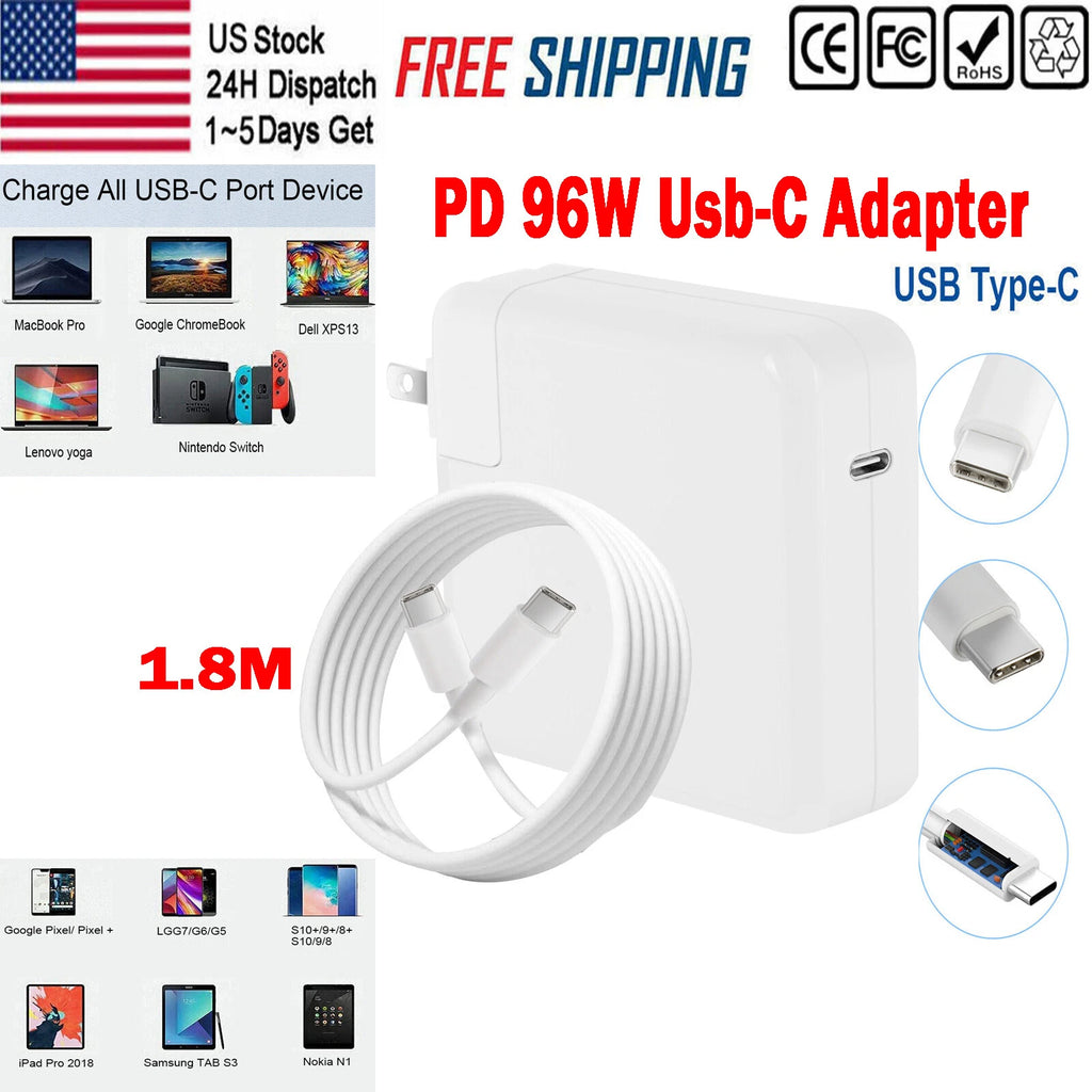 96W 87W Type C USB-C Adapter Charger For MacBook Pro/Air 16''15''13''2016-2021