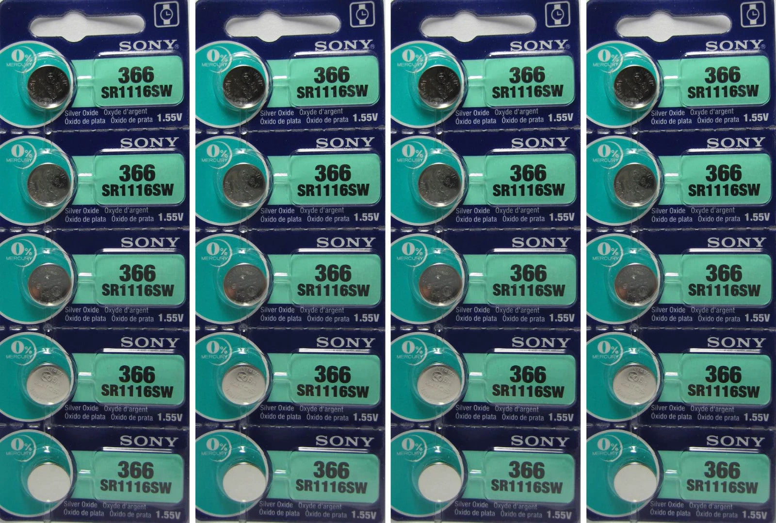 20 Pcs Sony 366 SR1116SW Silver Oxide Watch Batteries