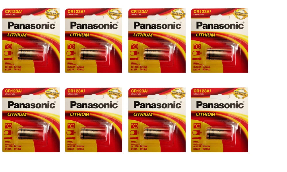 8x Panasonic CR123A CR123 123 3V Lithium Battery Replaces EL123 K123A