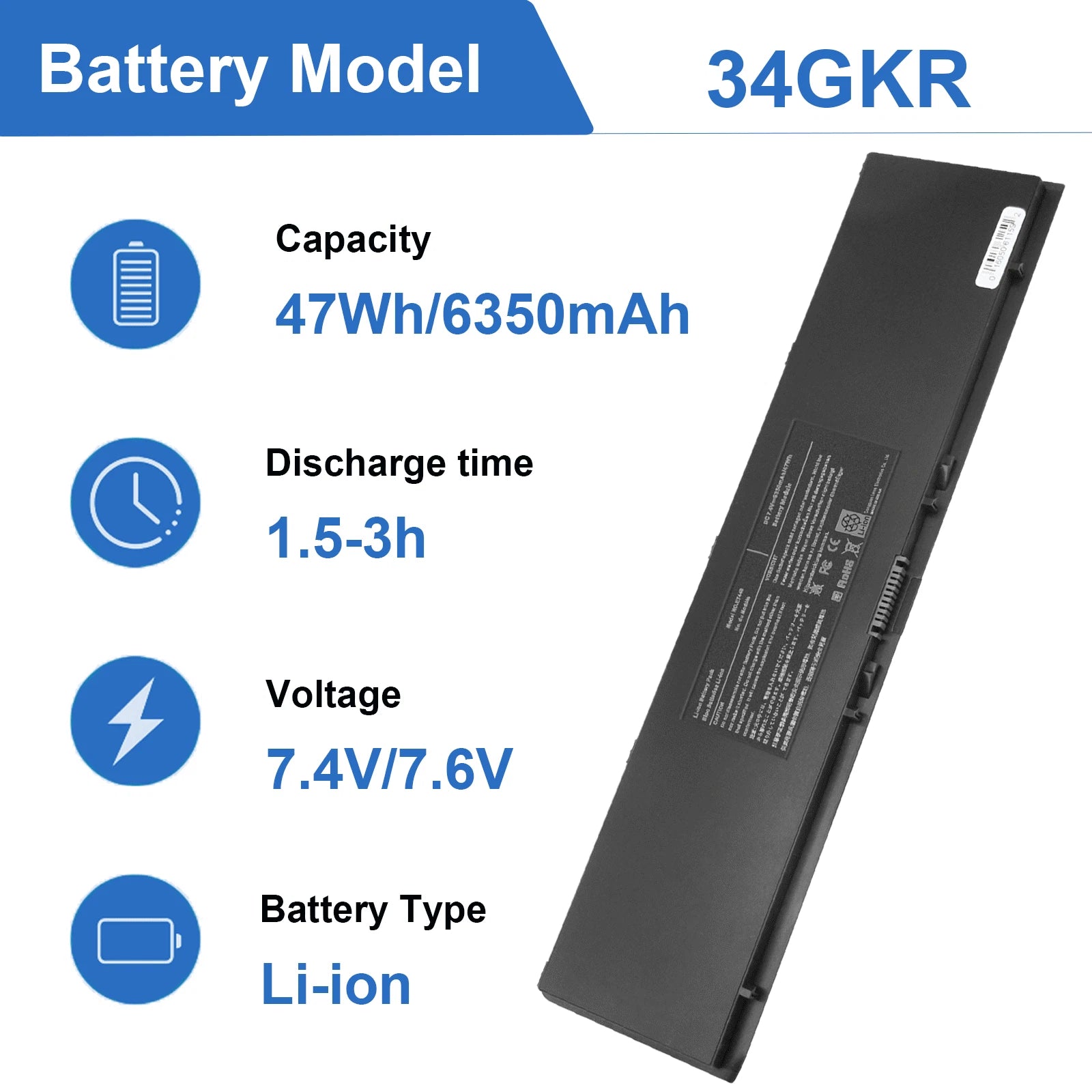 47WH For Dell Latitude 14 7000 E7440 E7450 E7420 Battery Type V8XN3 PFXCR