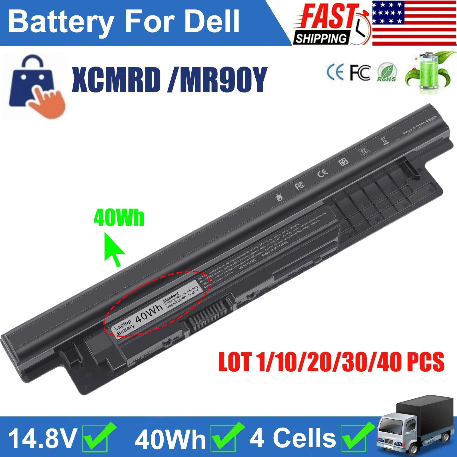 ?LOT XCMRD Battery For Dell Inspiron 15 3521 3531 3537 3541 3542 3543 5521 5537