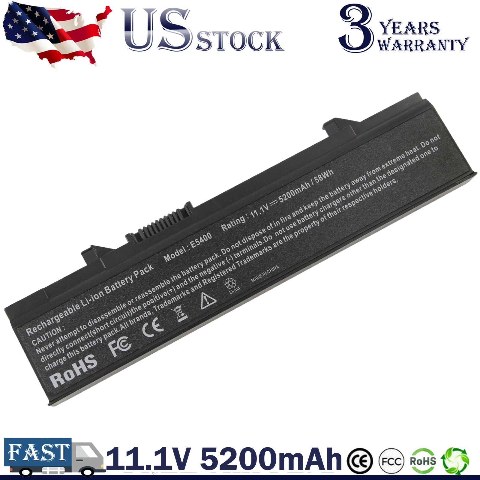 6Cell Battery for Dell Latitude E5400 E5500 E5410 E5510 KM742 PX644H 5200mAh