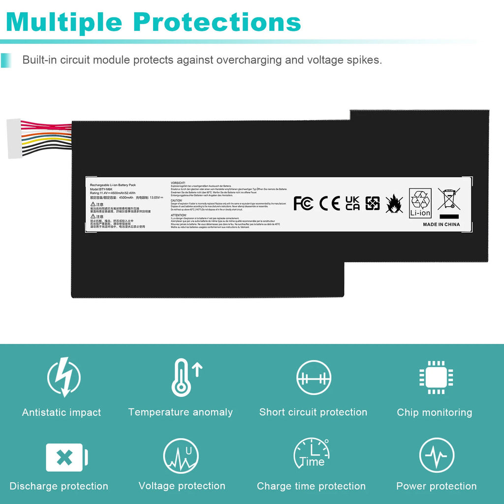 BTY-M6K Battery For MSI GF65 Thin 9SD 9SE 9SEX 9SEXR 10SDR 10SE GS73VR 7RG