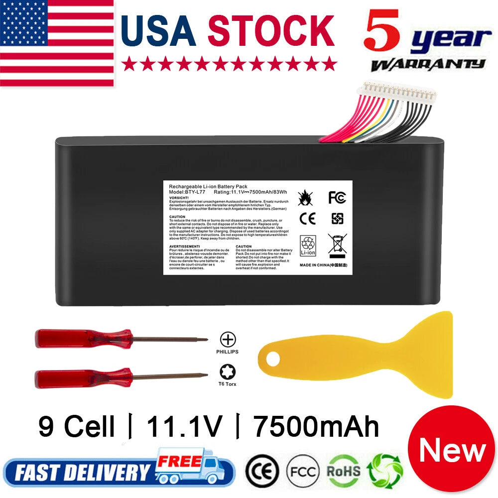 laptop battery BTY-L77 for MSI GT72 WT72 GT72S GT72VR GT72 2PE GT72 2QE 7500mah
