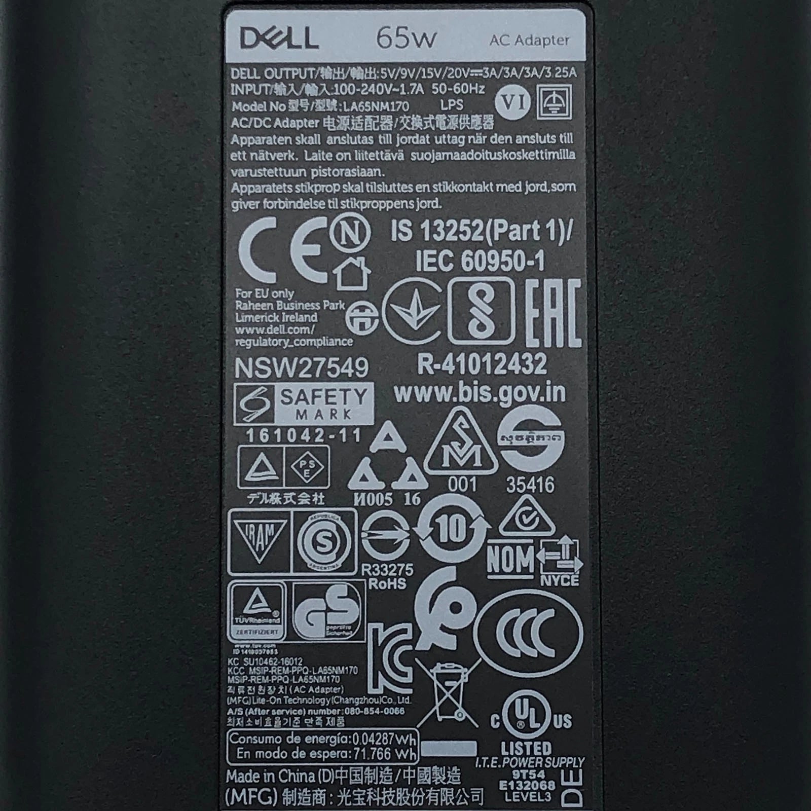 NEW Genuine Dell Series USB-C AC Adapter for Dell Latitude 3301 5320 5520 7300