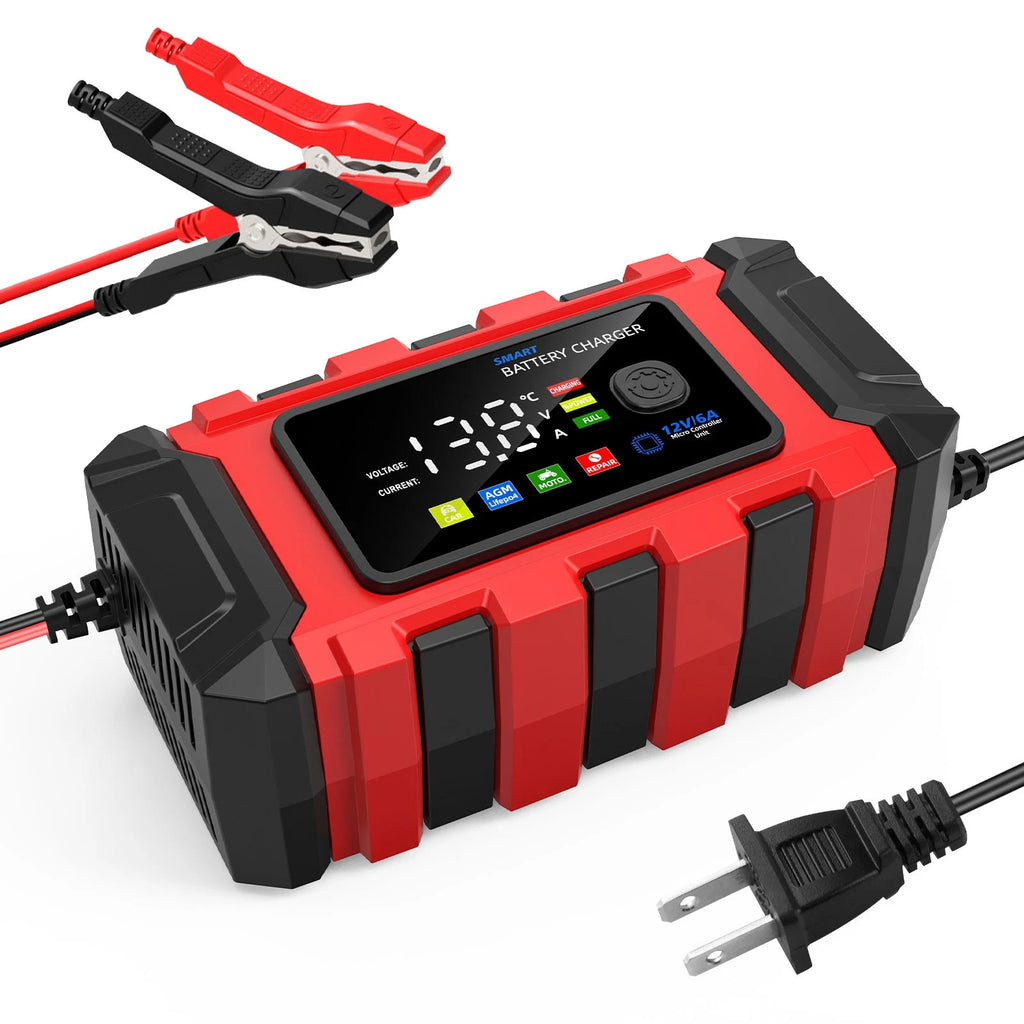 12V 6A Car Battery Charger LiFePo4 Fast Charger Automatic Smart Pulse Repair AGM