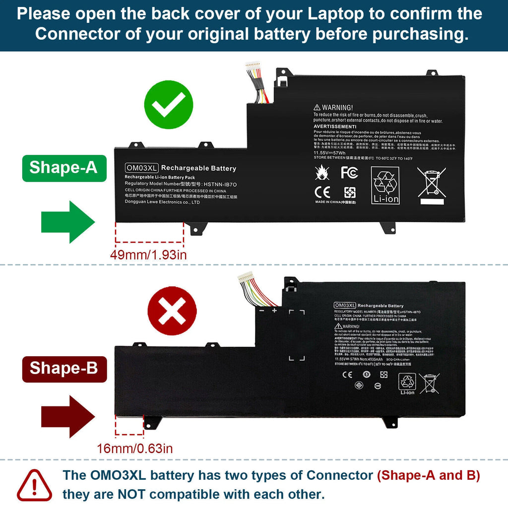 OM03XL Battery For HP EliteBook X360 1030 G2 HSTNN-IB70 863167-1B1 863167-171