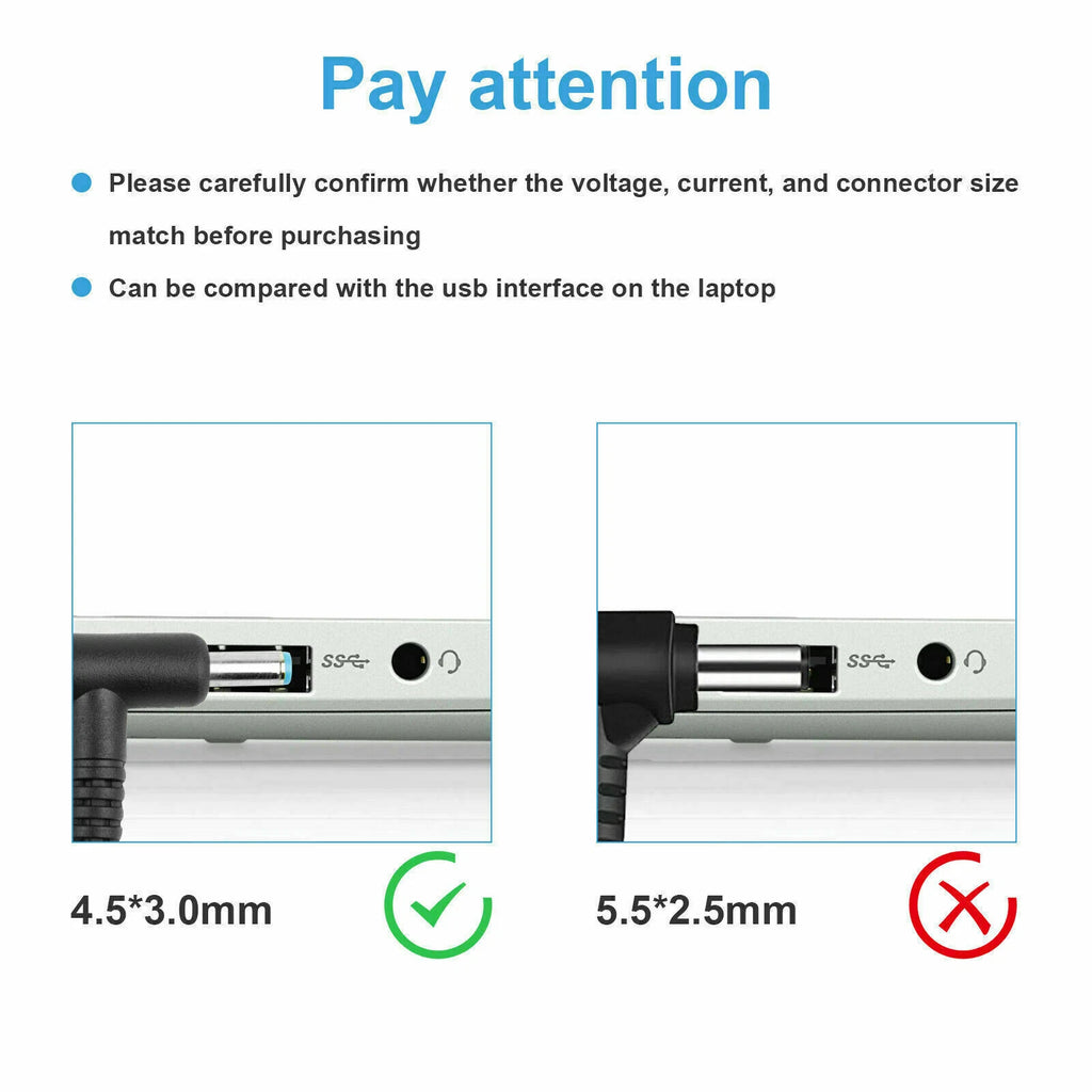 45W AC Laptop Adapter Wall Charger For HP Pavilion X360 Stream 11 13 14 Notebook
