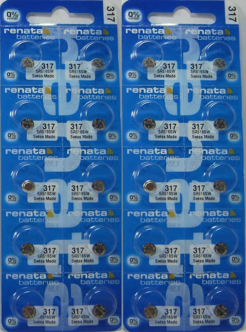 20 Renata Mercury Free SR516SW Batteries