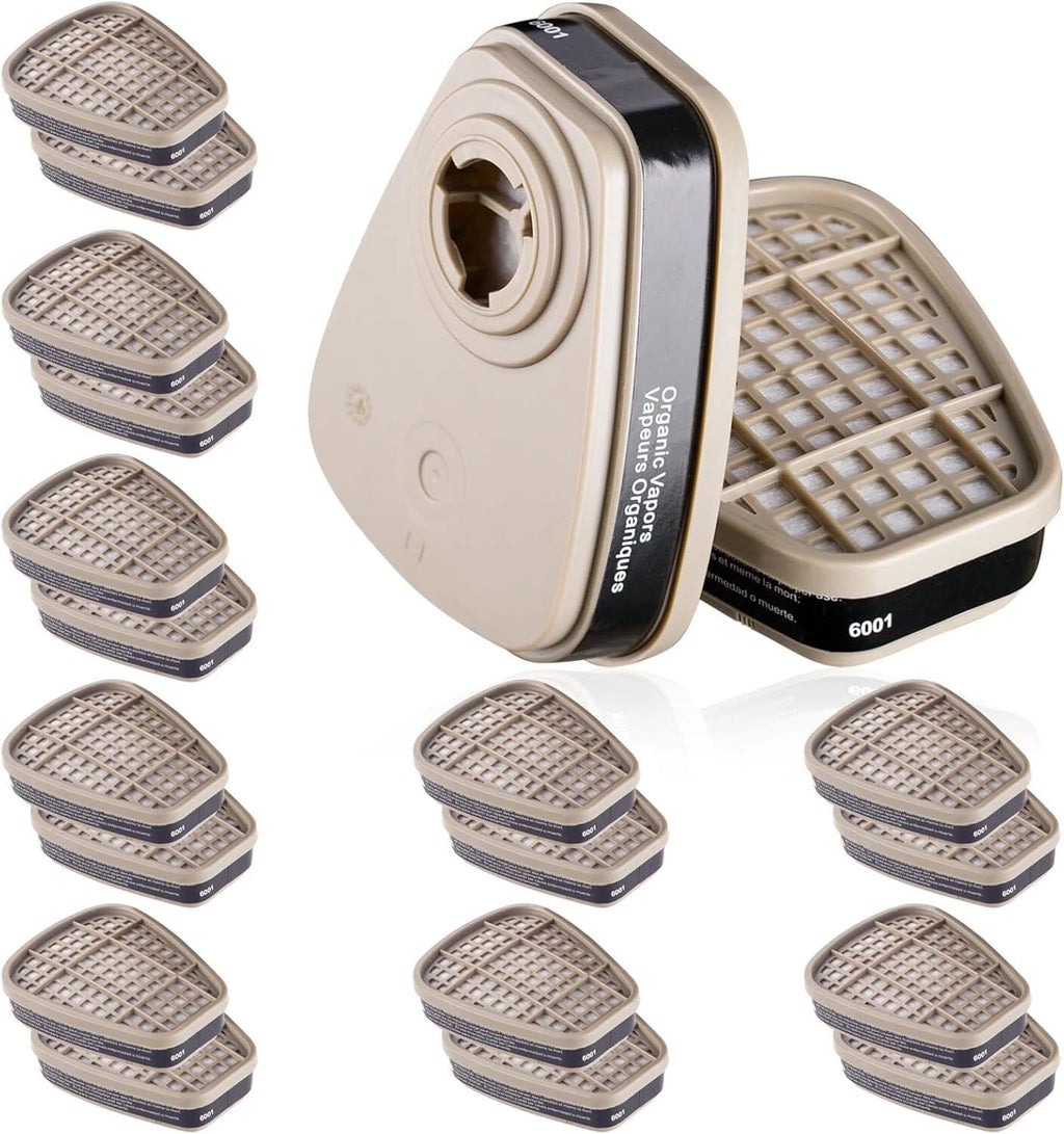 20Pcs(10Pairs) 6001 Filter Cartridges for Respirator 6200, 6500 6502 7502 Series