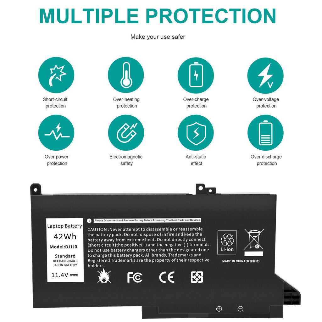 Battery DJ1J0 For Dell Latitude 12 7280 7290 13 7380 7390 14 7480 7490 ONFOH