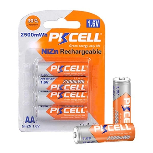 PKCELL AA NiZn 2500mWh Rechargeable Batteries (4 Pack)