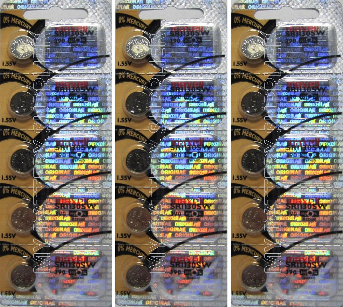 Maxell 390 Button Cell Watch Batteries 15 Pcs