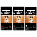3 1616 Duracell Coin Cell Batteries - Lithium 3V - (CR1616, DL1616,ECR1616,YA)